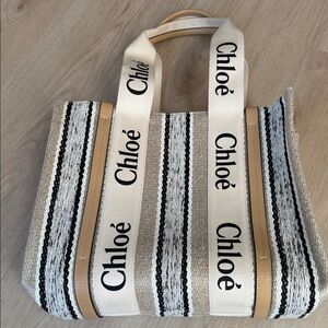 Chloe Beige and Black Striped Tote **NEW NEVER WORN